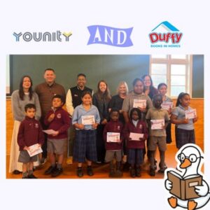 Musician Raymond Bishop at St Bernadettes School with Funding Partner Younity NZ